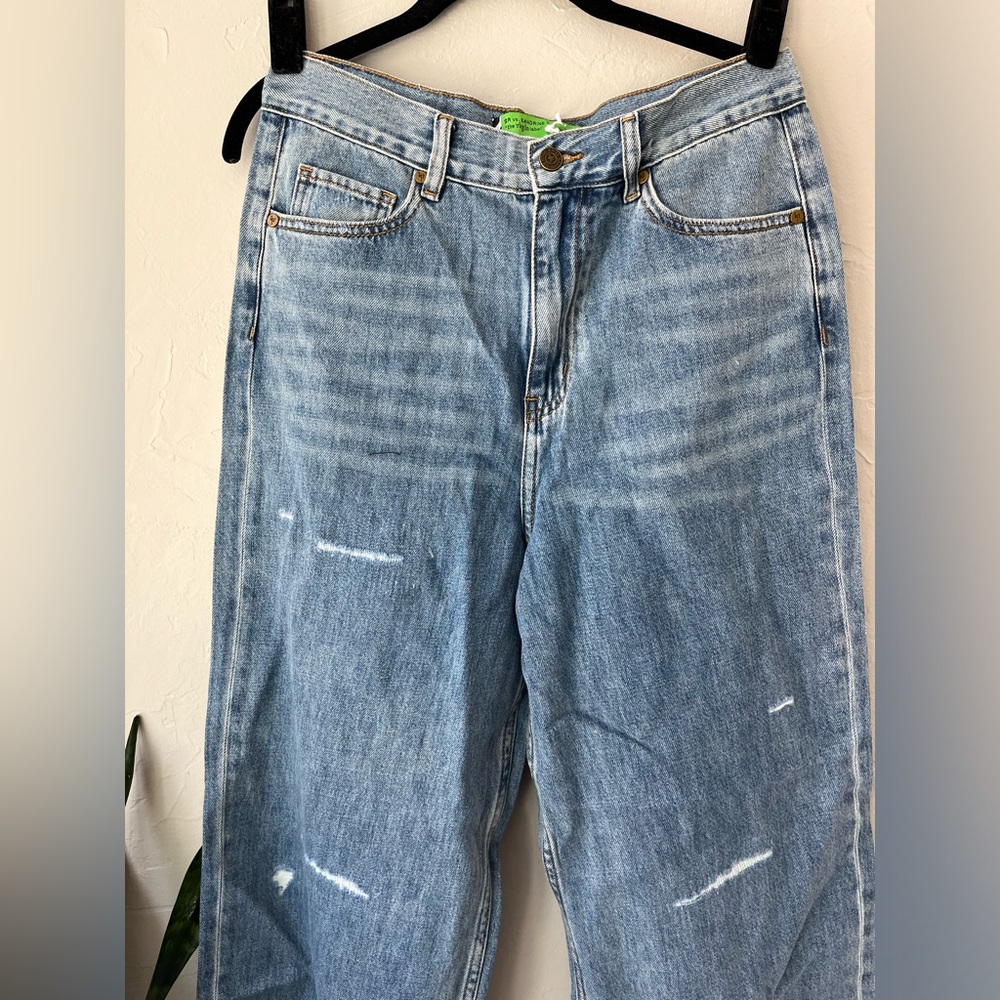 🦋SANDRINE ROSE X FREE PEOPLE WIDE LEG DISTRESSED JEANS IN ORIGINAL 28 - Picture 5 of 7